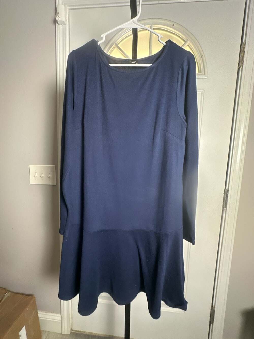 Studio 1886 Navy Blue Long Sleeve Ruffle Hem Dress#990